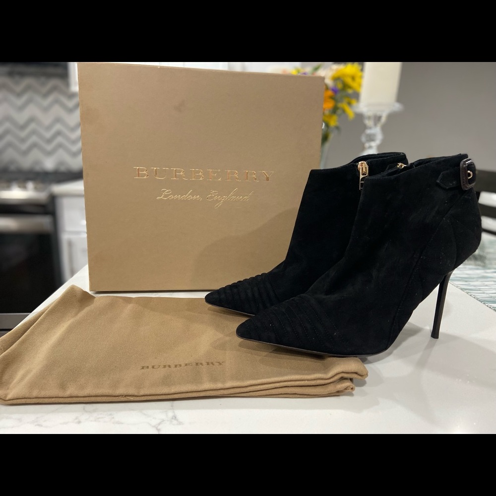 Black Suede Burberry Ankle Boot